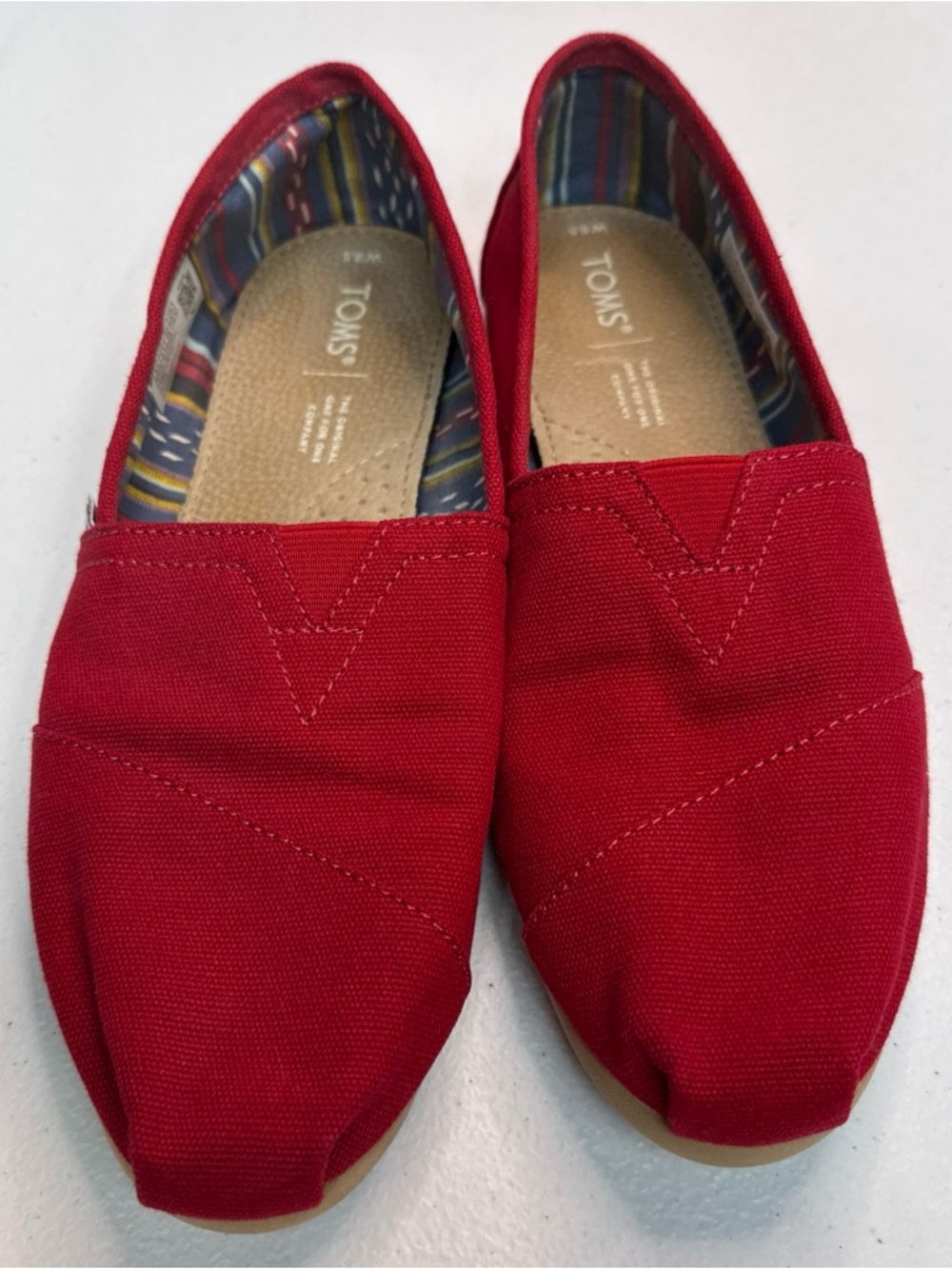 TOMS Classic Red Canvas Slip On Shoes Women’s Size 8.5 W